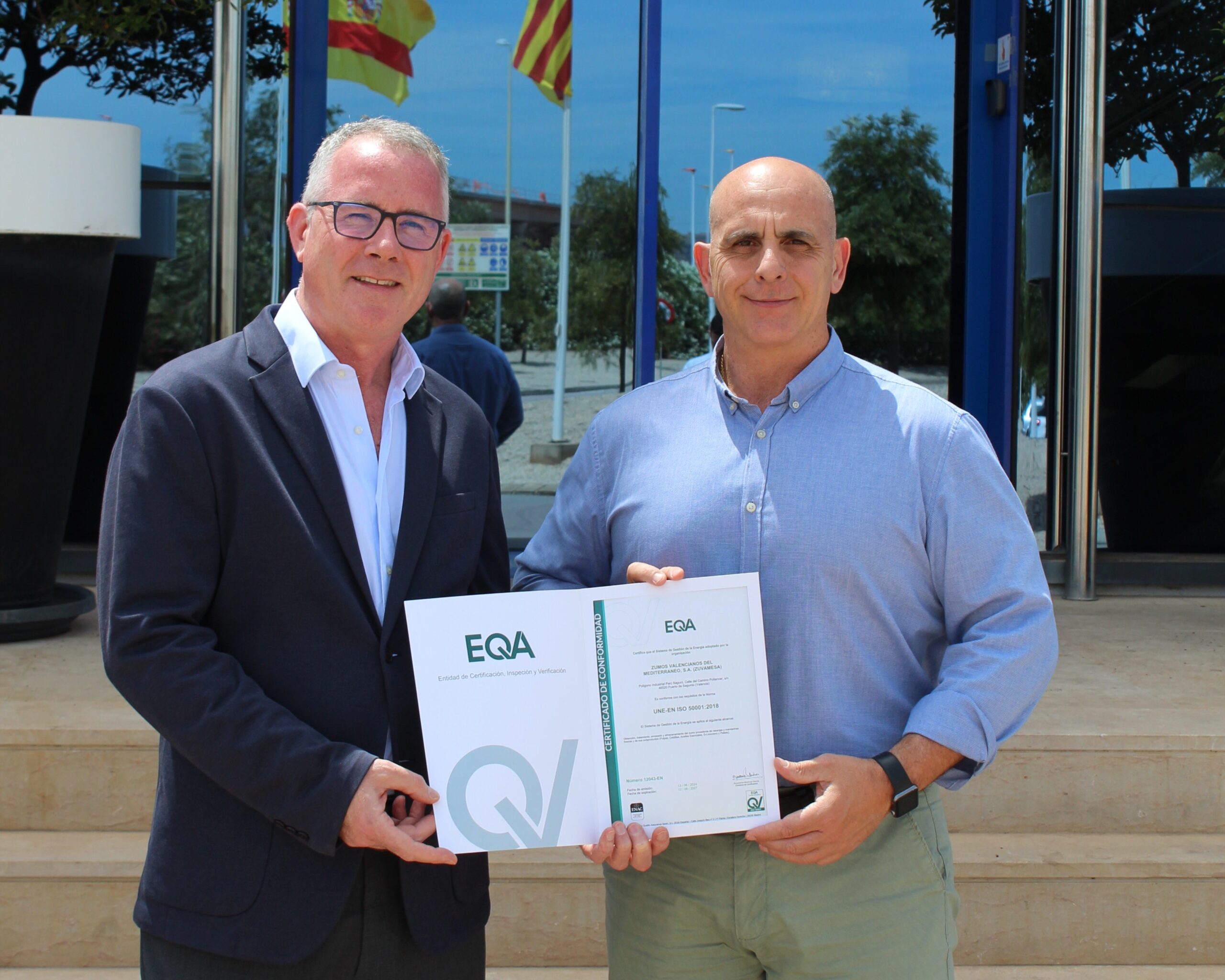 EQA Entrega certificado ISO 50001 a ZUVAMESA